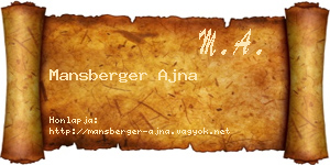 Mansberger Ajna névjegykártya